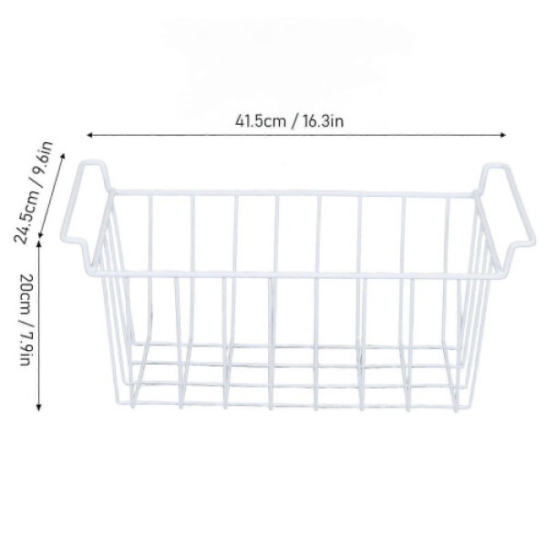 (41.5X24.5X20CM) 2pcs Freezer Wire Storage Basket Organizer Bin Hanging Metal Rack With Pe Coating L